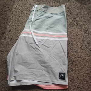 Rusty Gray and Pink Swim Trunks